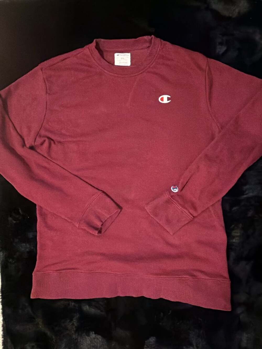 Champion Long Sleeve French Terry Crewneck Pullover Sweatshirt Size M Burgundy